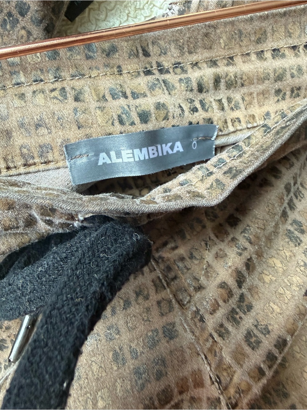 Brown Croc-Embossed Slim Pants - Picture 2 of 2